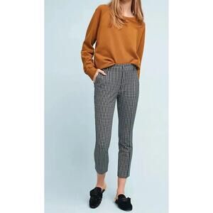 Anthropologie The Essential Slim Checkered Crop Pants Black & White Size‎ 6